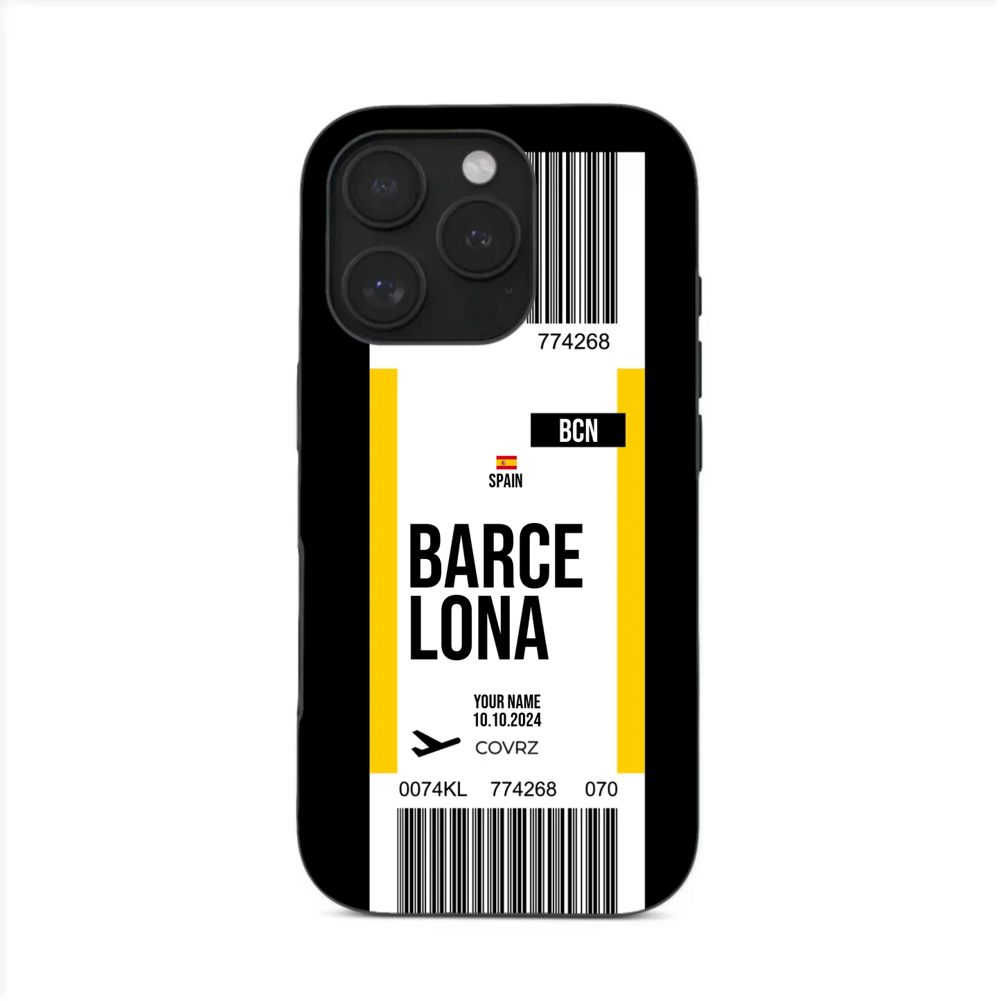 Modernes Schwarz-Weiß Reise-Etikett Design – Handyhülle mit Barcelona-Flair Snap Case