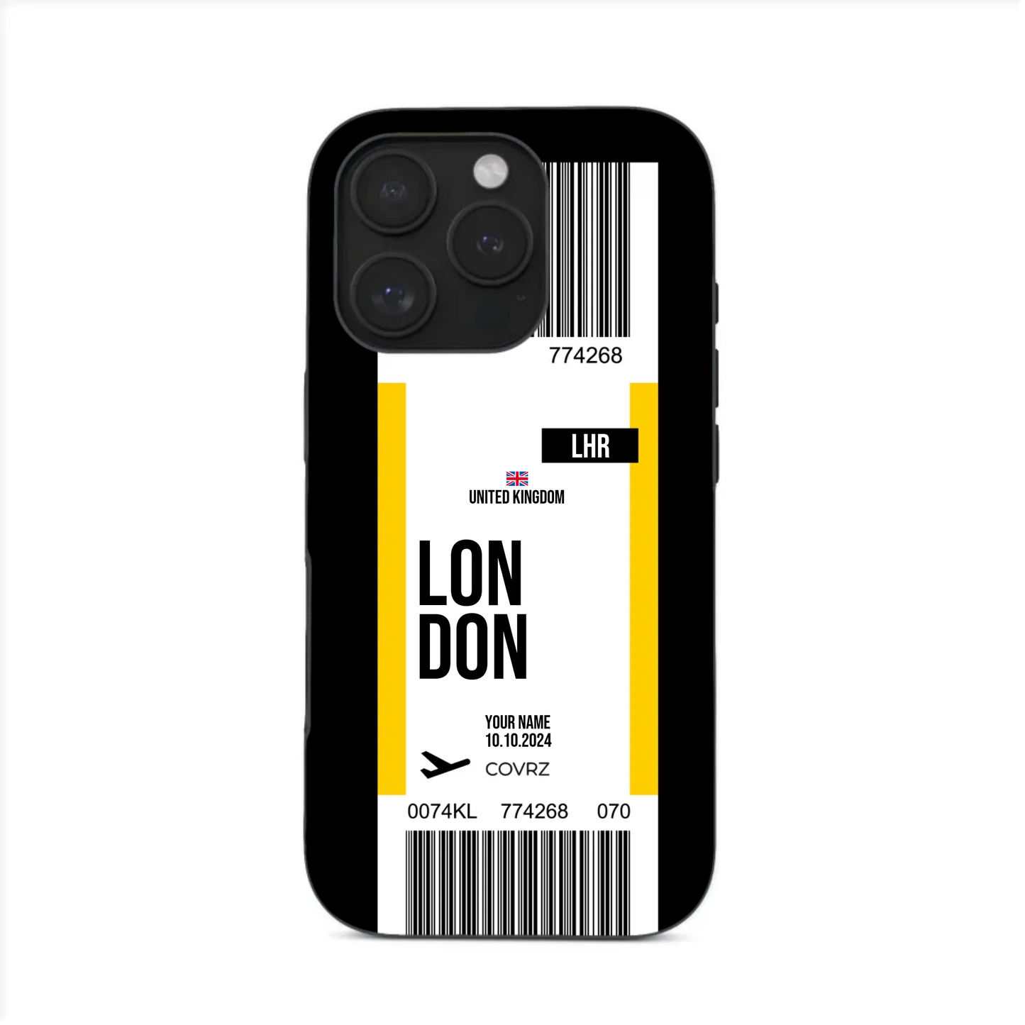Modernes Schwarz-Weiß Reise-Etikett Design – Handyhülle mit London-Flair Clear Case