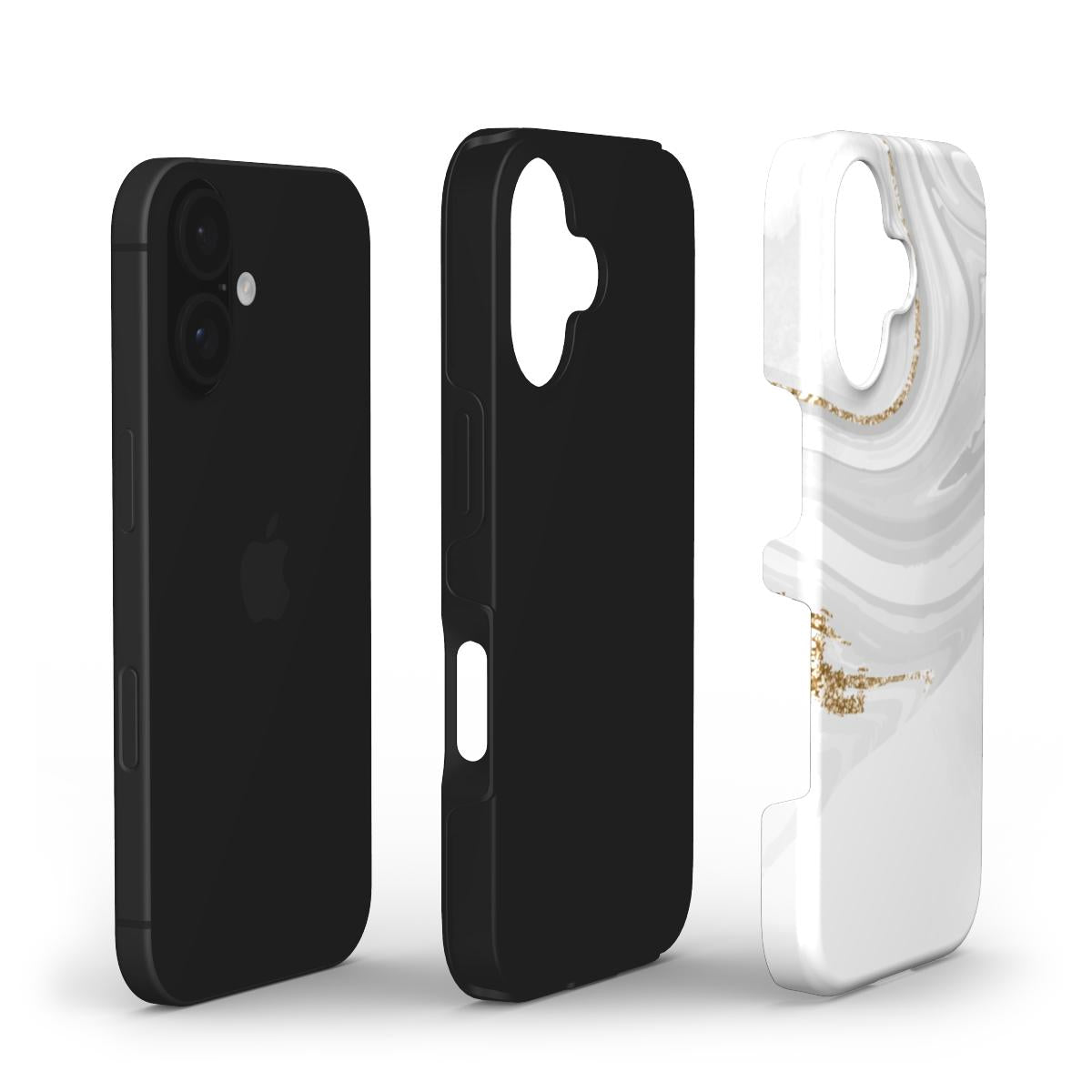 🤍 Weiße Marmor & Gold Glitzer Handyhülle – Eleganter Minimal-Luxus | Handyhülle