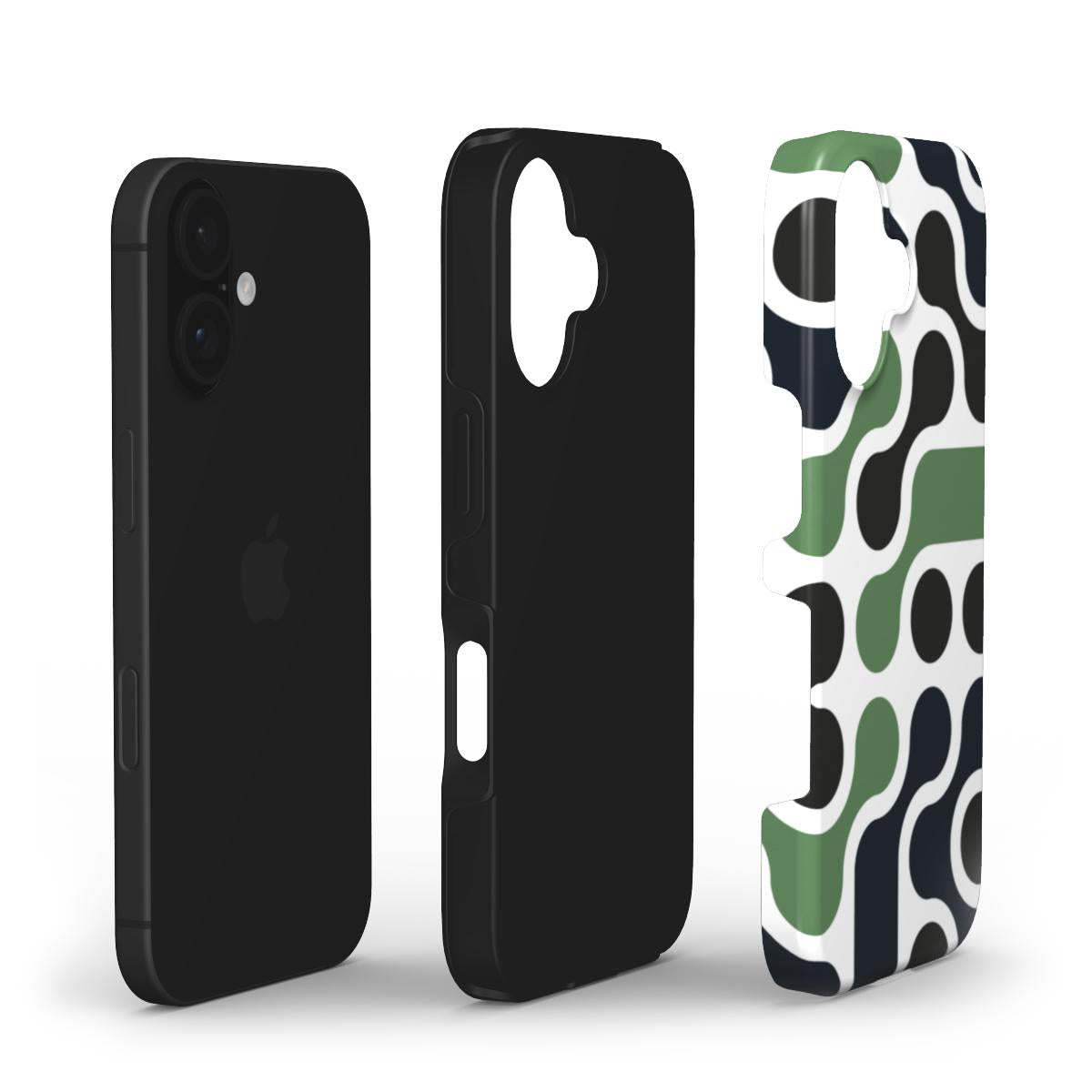 🟢 Green & Black Retro Tech Pattern Phone Case – Minimalist Circuit Design | Phone Case
