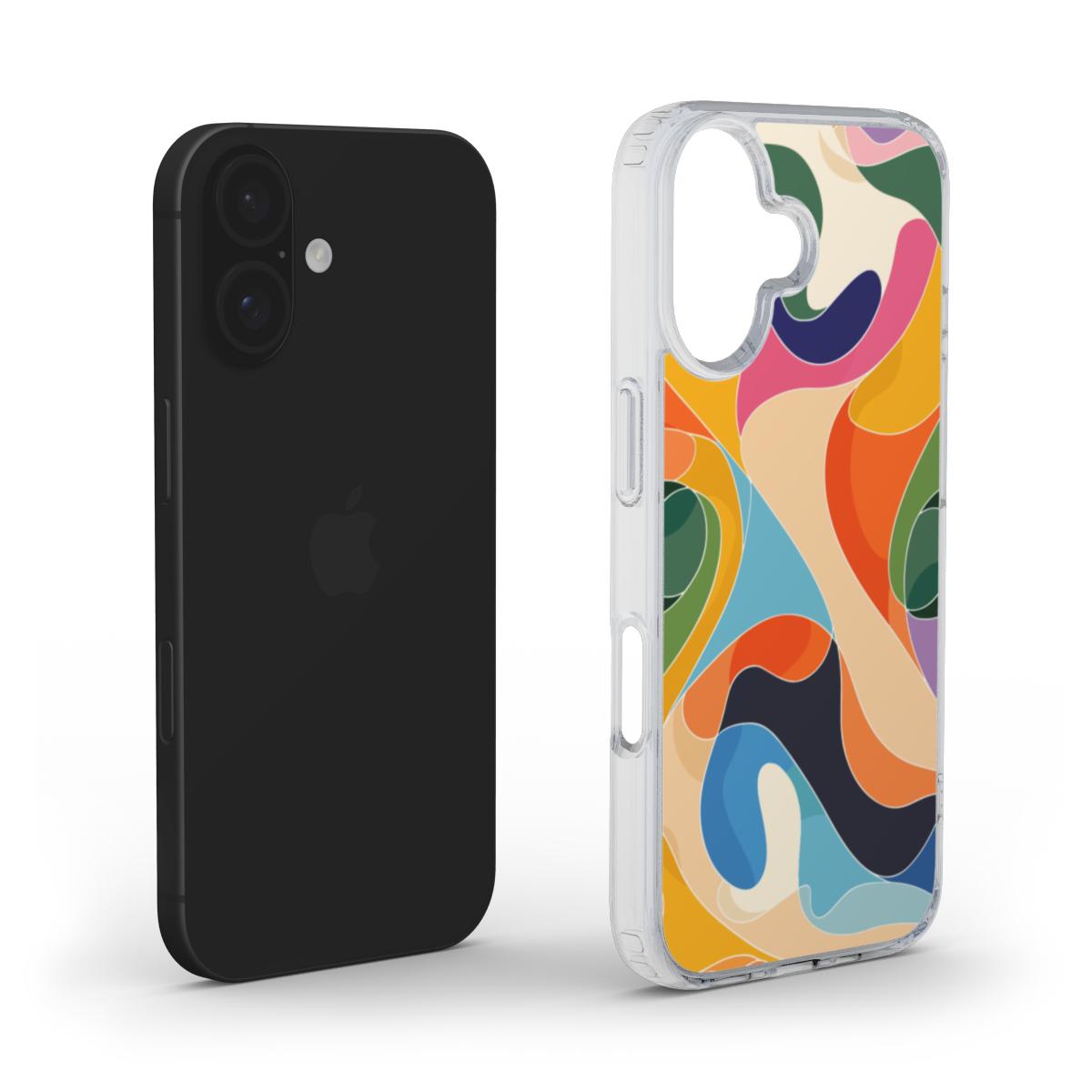 Bunte Abstrakte Flow Handyhülle – Künstlerisches & Lebendiges Design MagSafe Clear