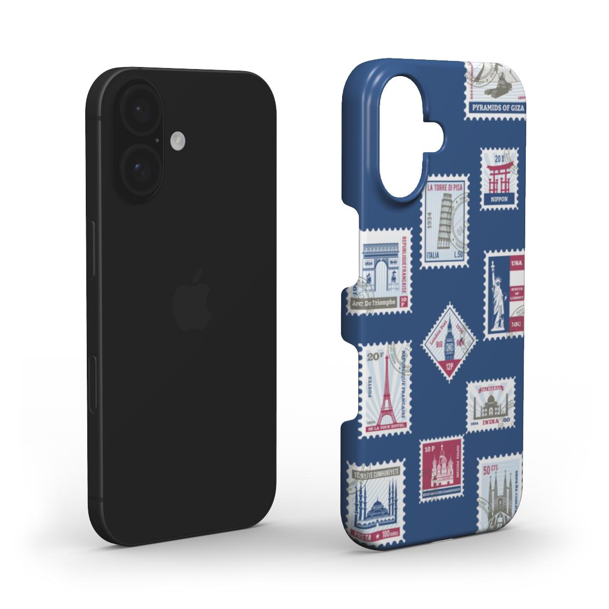 Handyhülle mit Weltwahrzeichen Briefmarken – Vintage & Globales Design Snap
