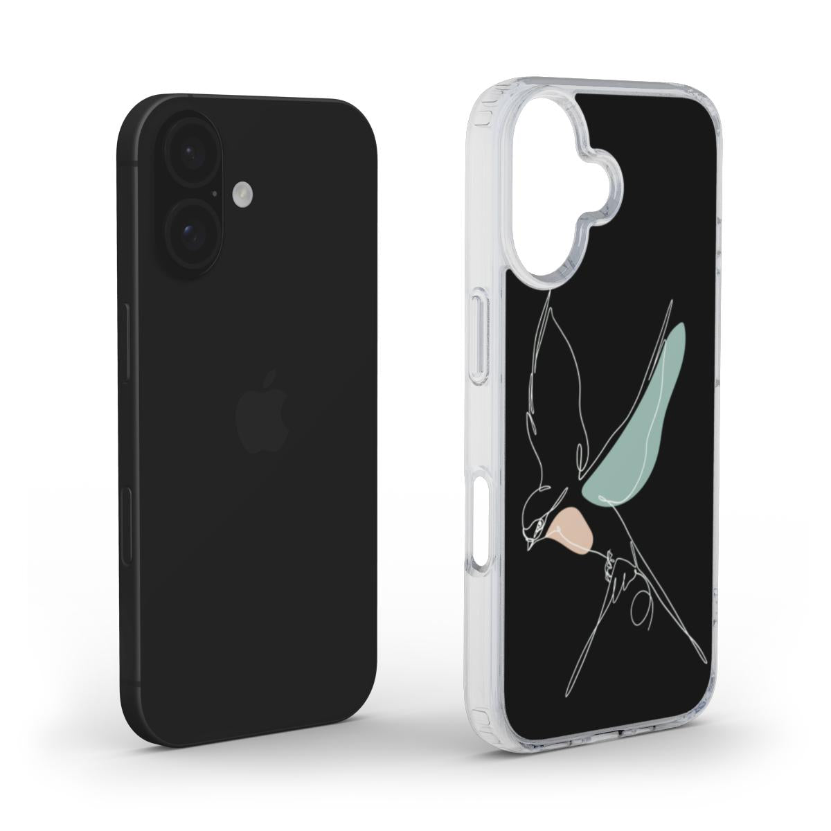 Fliegender Vogel Line Art Handyhülle – Elegantes & Minimalistisches Design MagSafe Clear