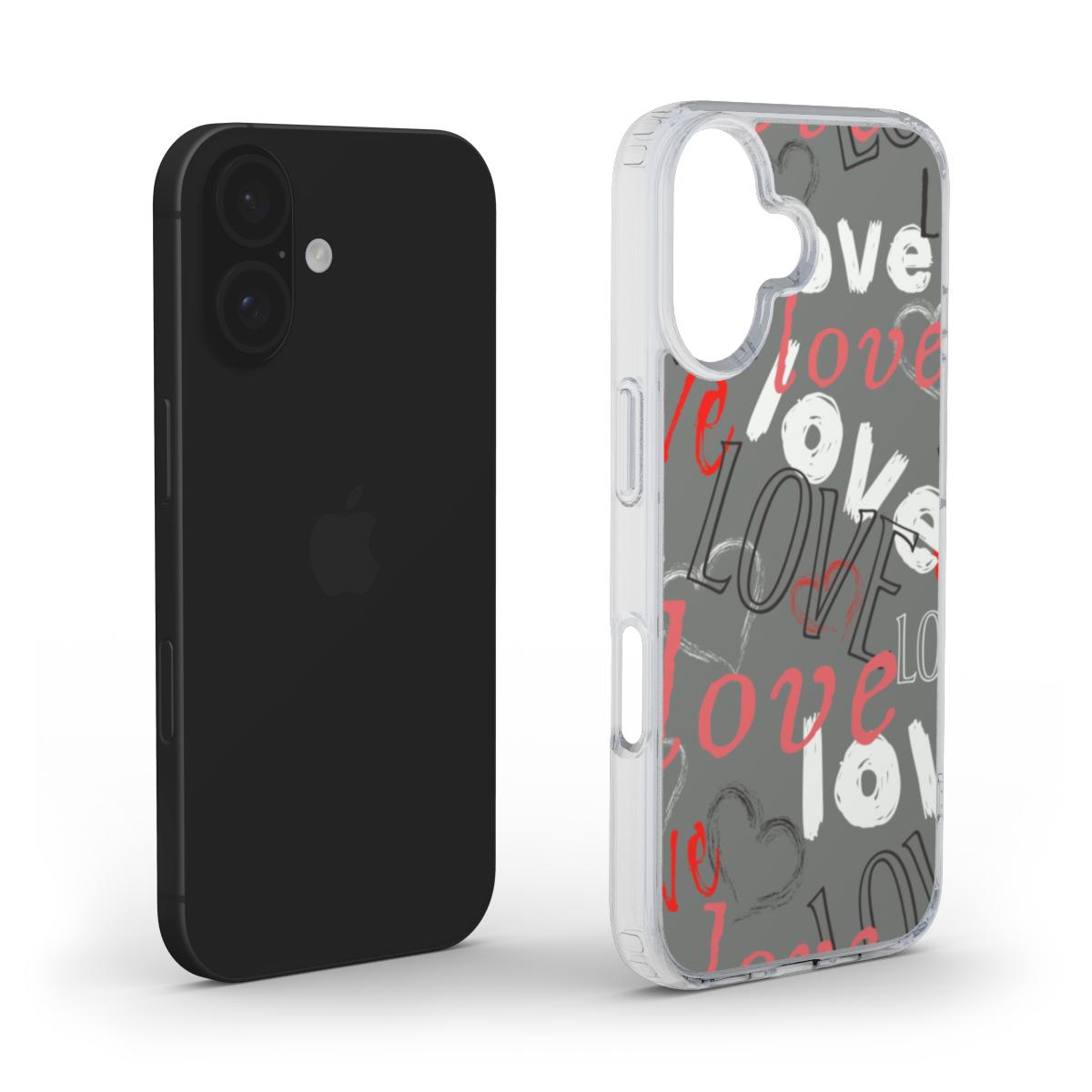 Love Scribble Pattern Phone Case – Artistic and Expressive Design