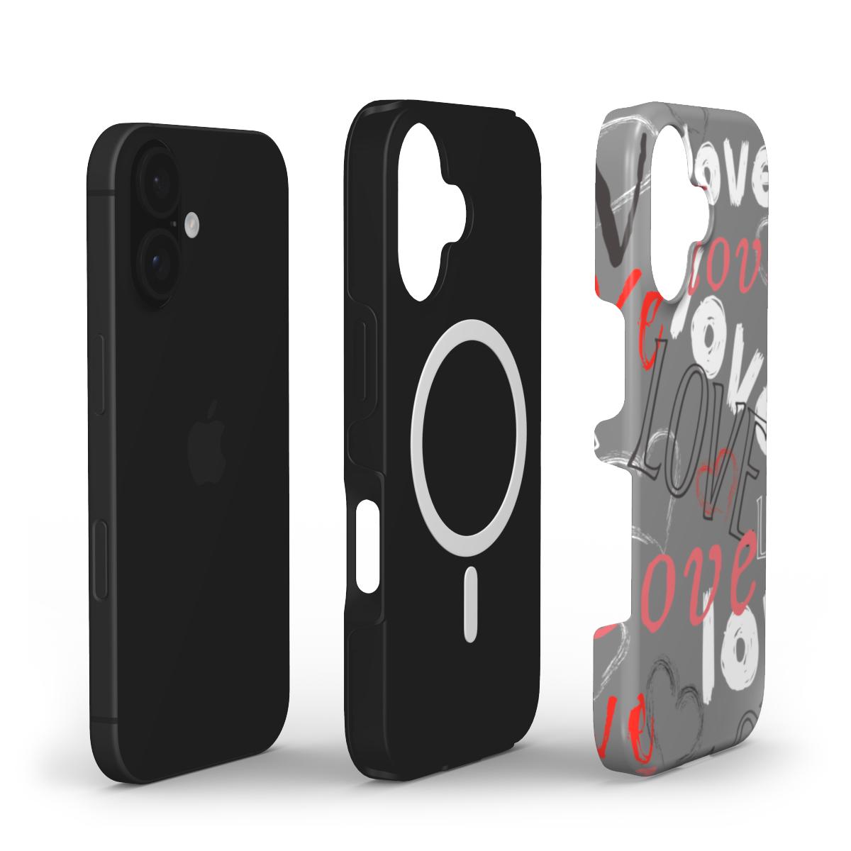 Liebes-Gekritzel Muster Handyhülle – Künstlerisches und Ausdrucksstarkes Design MagSafe Tough