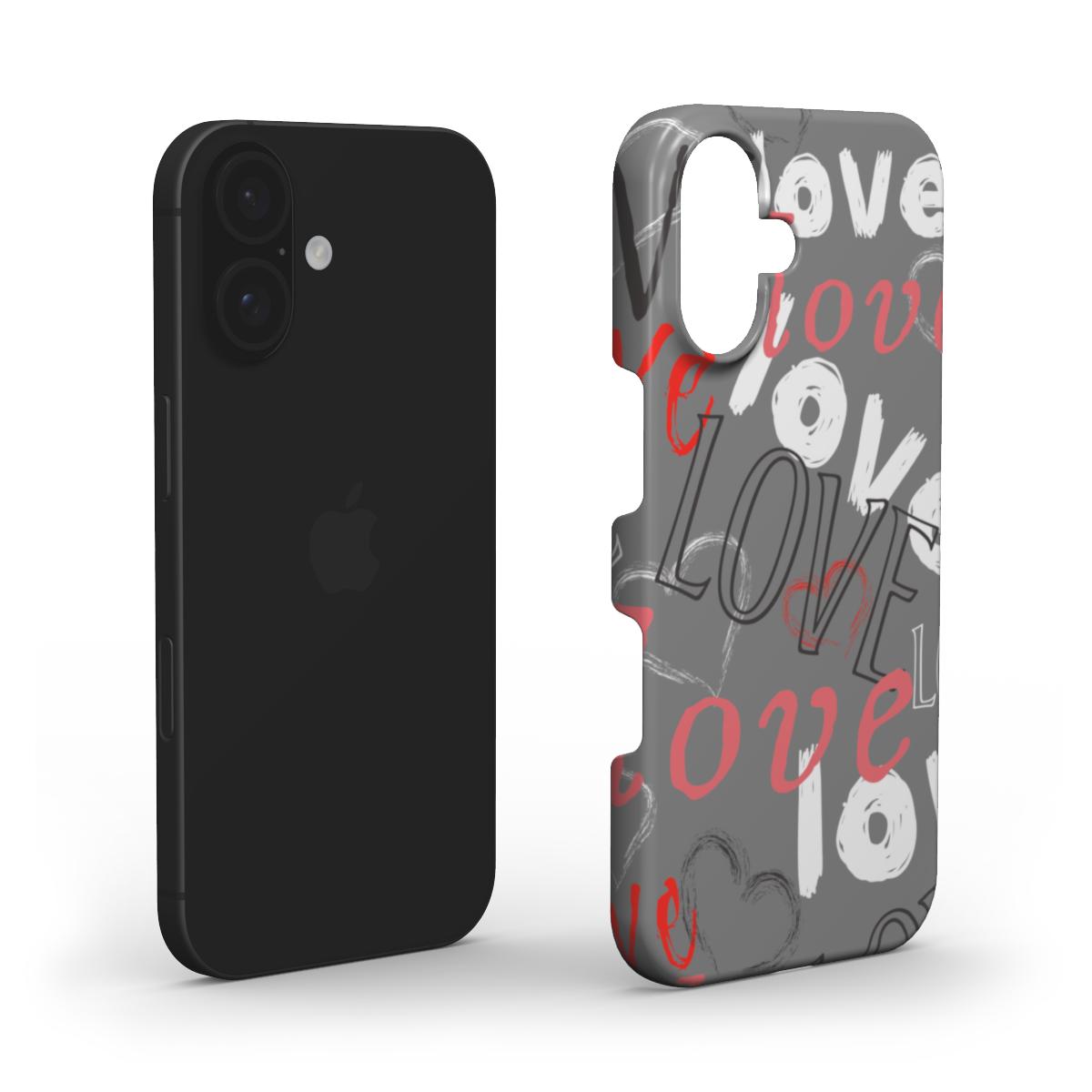 Liebes-Gekritzel Muster Handyhülle – Künstlerisches und Ausdrucksstarkes Design Snap