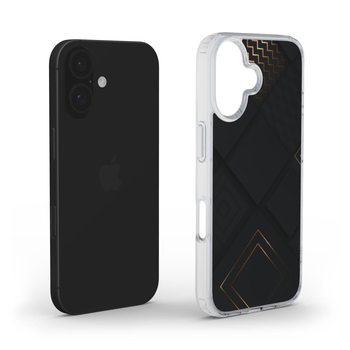 🖤 Black & Rose Gold Geometric Phone Case – Elegant Grid Design | Phone Case