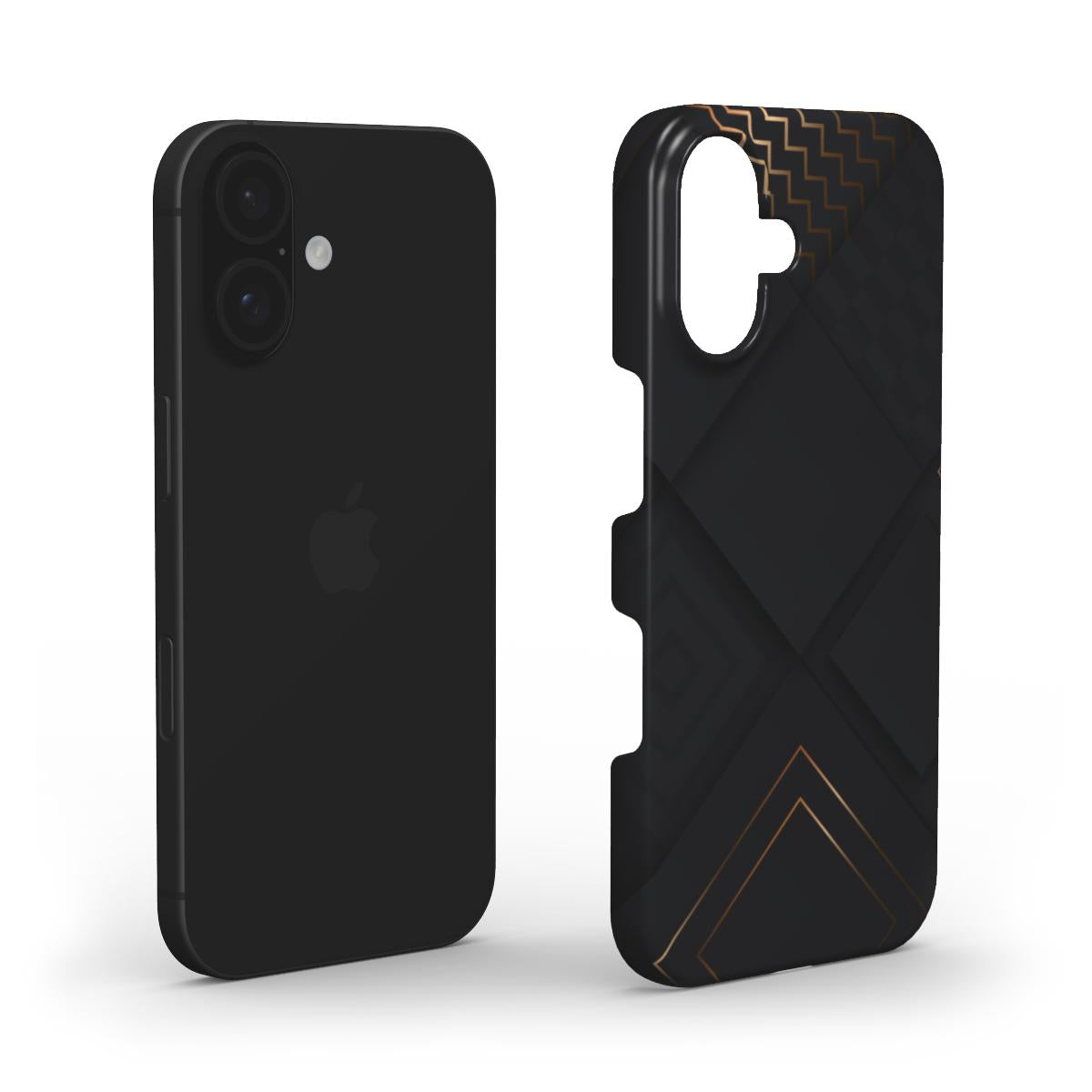 🖤 Schwarz & Roségold Geometrische Handyhülle – Elegantes Rautenmuster | Handyhülle Snap