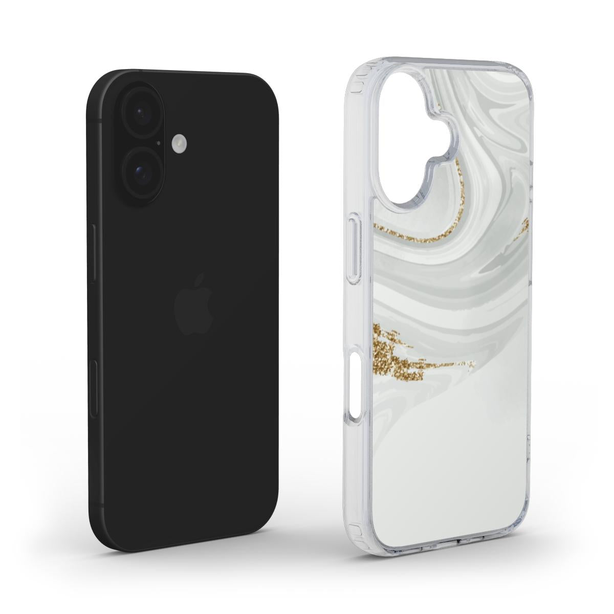 🤍 Weiße Marmor & Gold Glitzer Handyhülle – Eleganter Minimal-Luxus | Handyhülle MagSafe Clear