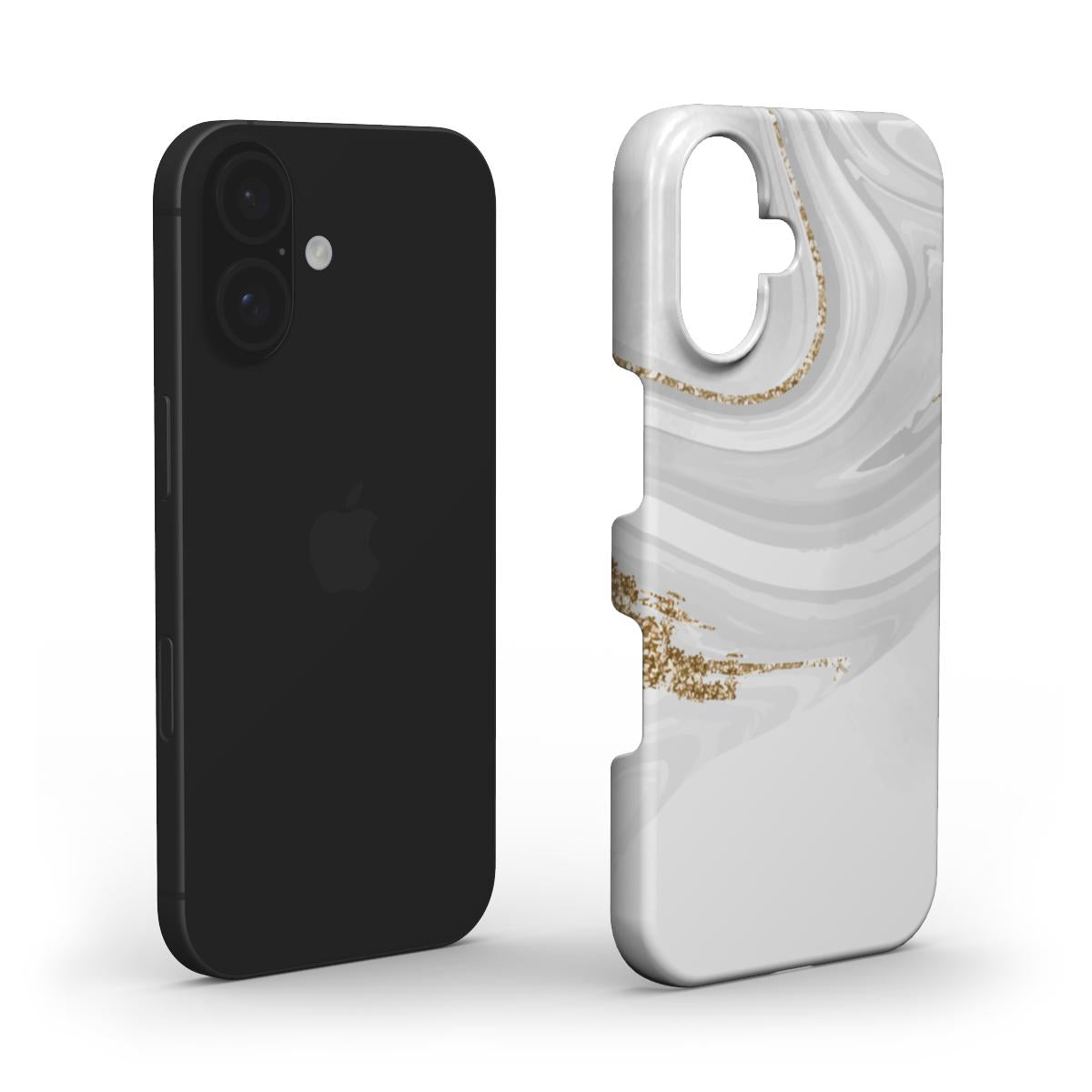 🤍 Weiße Marmor & Gold Glitzer Handyhülle – Eleganter Minimal-Luxus | Handyhülle Snap