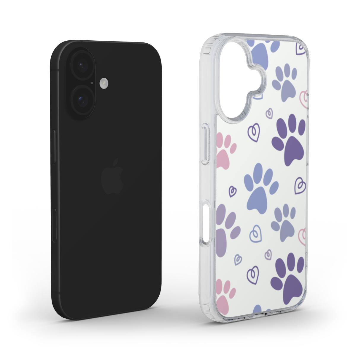 Handyhülle mit Pfotenabdruck und Herzen – Süß und Schützend MagSafe Clear