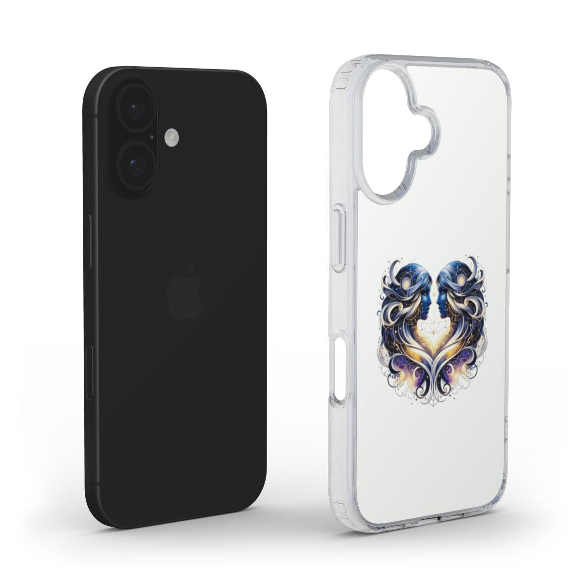 Mystisch Blaues Zwillinge-Sternzeichen-Design – Handyhülle mit harmonischer Ausstrahlung MagSafe Clear