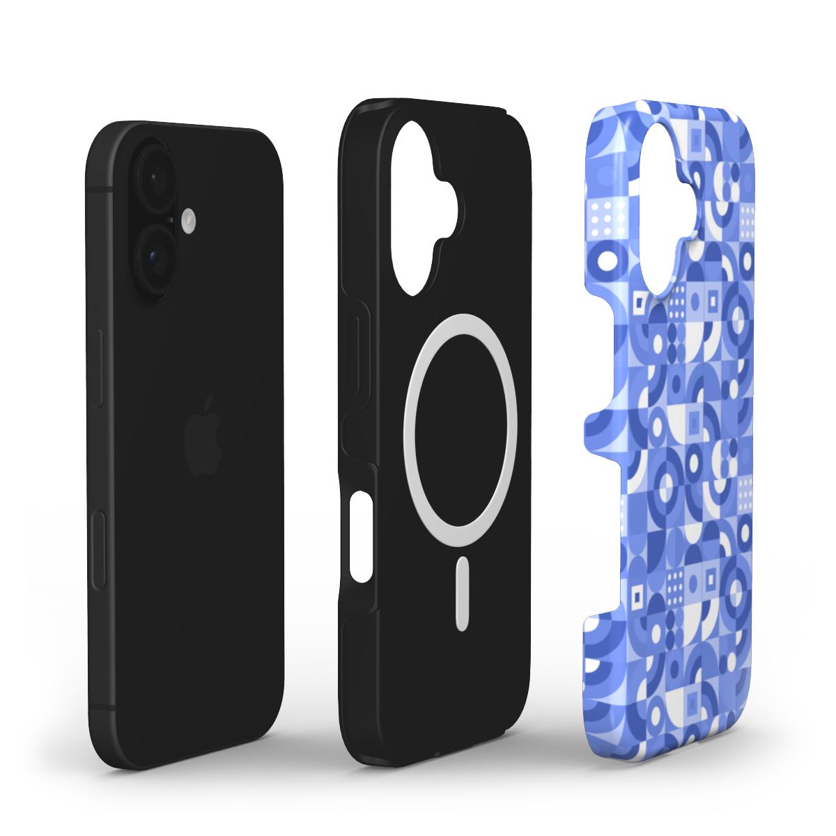 Blue Monochrome Geometric Phone Case - Sleek & Durable Protection