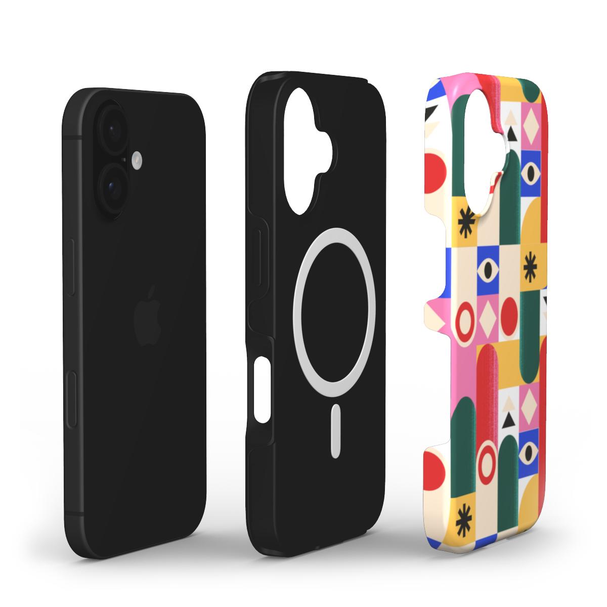 🟥 Bunte Abstrakte Muster Handyhülle – Moderne Kunst & Geometrie | Handyhülle MagSafe Tough