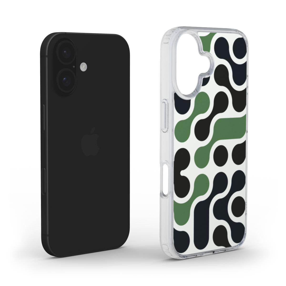 🟢 Green & Black Retro Tech Pattern Phone Case – Minimalist Circuit Design | Phone Case