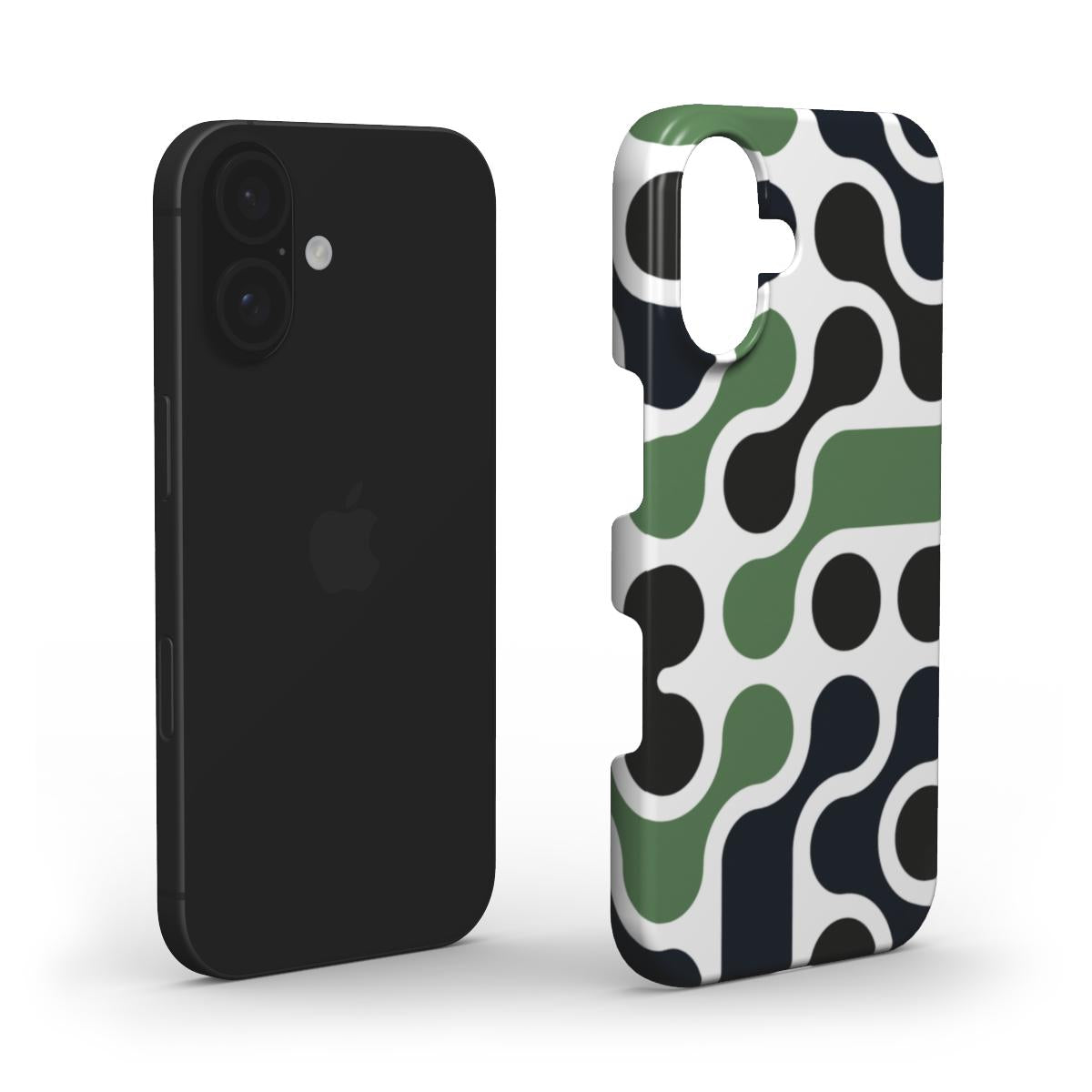 🟢 Green & Black Retro Tech Pattern Phone Case – Minimalist Circuit Design | Phone Case