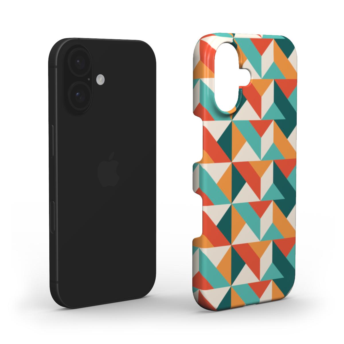 🟥 Retro Geometric Chevron Phone Case – Bold Color Block Design | Phone Case
