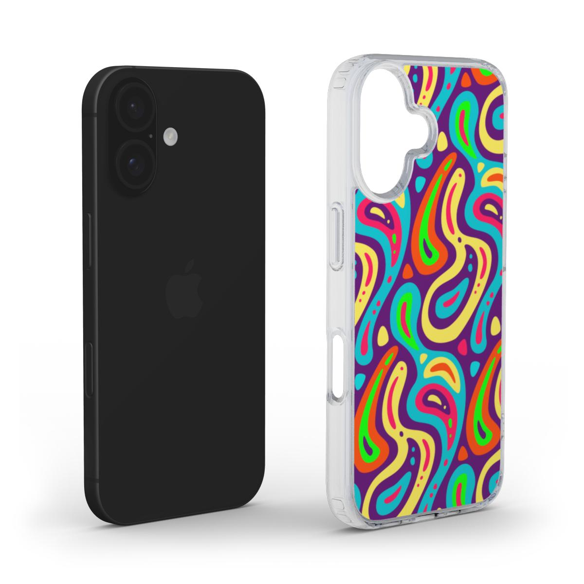 Psychedelische Neon-Wellen-Handyhülle – Lebendiges & Schützendes Design Clear