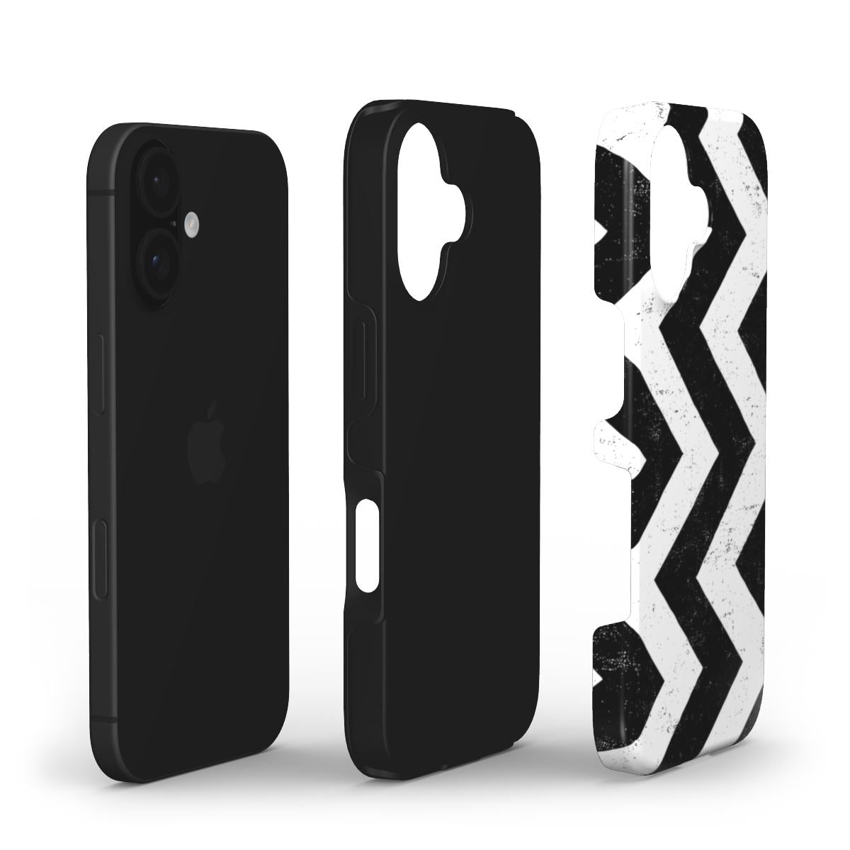 Schwarz-Weiß Chevron Grunge – Robuste Handyhülle