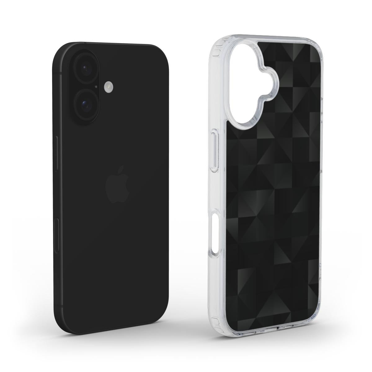 Schwarzes 3D-Geometrisch – MagSafe Transparente Handyhülle