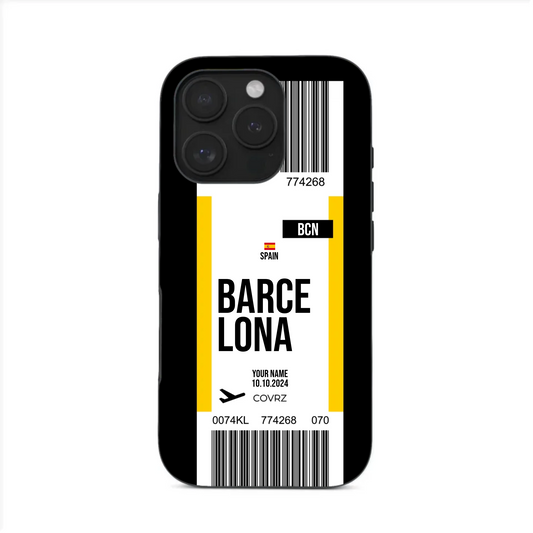 Modernes Schwarz-Weiß Reise-Etikett Design – Handyhülle mit Barcelona-Flair Clear Case