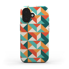 🟥 Retro Geometrische Chevron Handyhülle – Kräftiges Farbblock-Design | Handyhülle