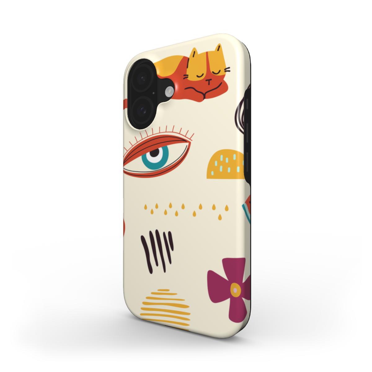 🧡 Verspielte Katzen-Doodle Handyhülle – Kreatives Design & Entspannte Vibes | Handyhülle