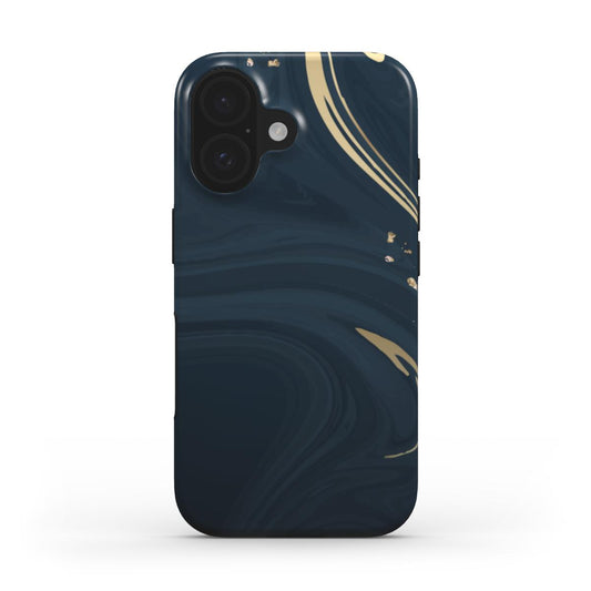 💙 Mitternachts-Marmor & Gold Luxus Handyhülle – Elegantes Fließendes Design | Handyhülle MagSafe Tough