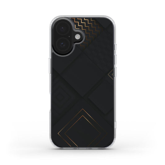 🖤 Schwarz & Roségold Geometrische Handyhülle – Elegantes Rautenmuster | Handyhülle MagSafe Clear