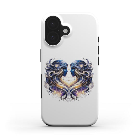 Mystical Blue Gemini Zodiac Sign Design – Phone Case with Harmonious Appeal