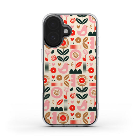 🌸 Pastel Floral & Bird Pattern Phone Case – Cute Retro Nature Design | Phone Case
