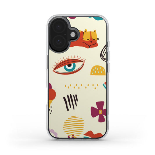 🧡 Creamy Doodle Cat Pattern Phone Case – Playful Art & Chill Vibes | Phone Case