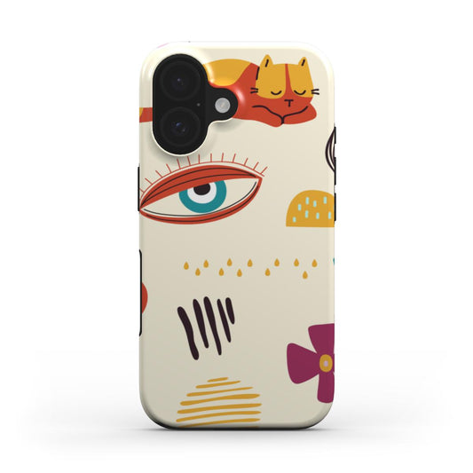 🧡 Creamy Doodle Cat Pattern Phone Case – Playful Art & Chill Vibes | Phone Case