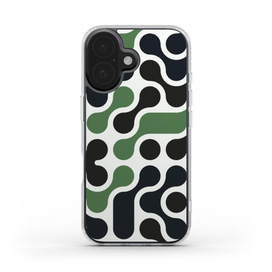 🟢 Green & Black Retro Tech Pattern Phone Case – Minimalist Circuit Design | Phone Case