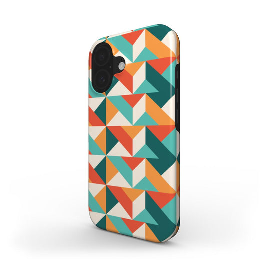 Cool Blue & Orange Geometrische Tough Handyhülle – Robuster Schutz & Ausdrucksstarkes Design