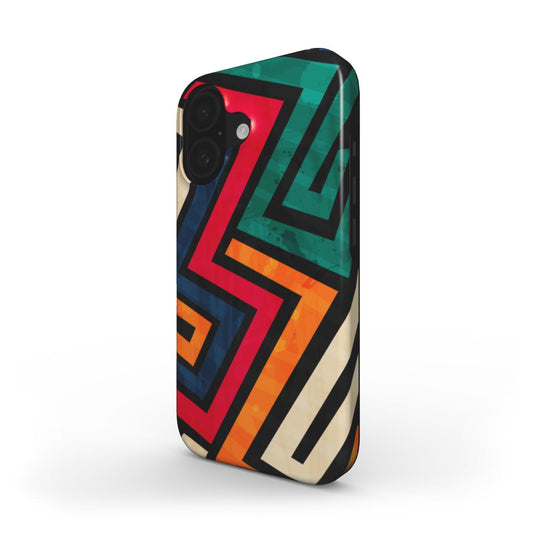 Multicolor Geometric Maze – Tough Phone Case