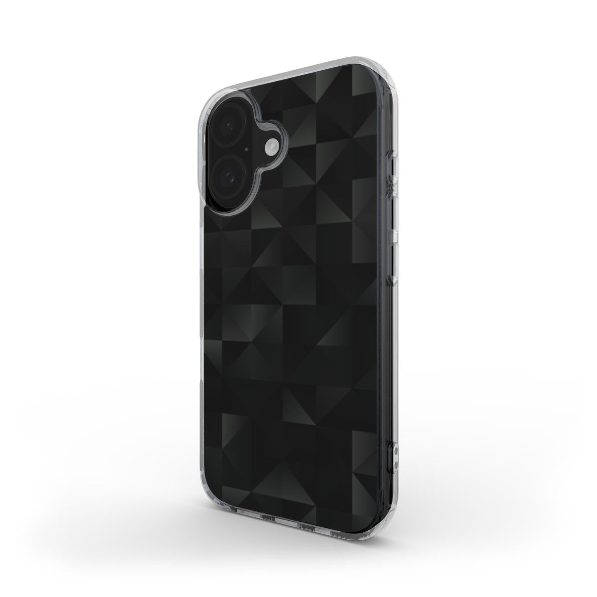 Schwarzes 3D-Geometrisch – Transparente Handyhülle