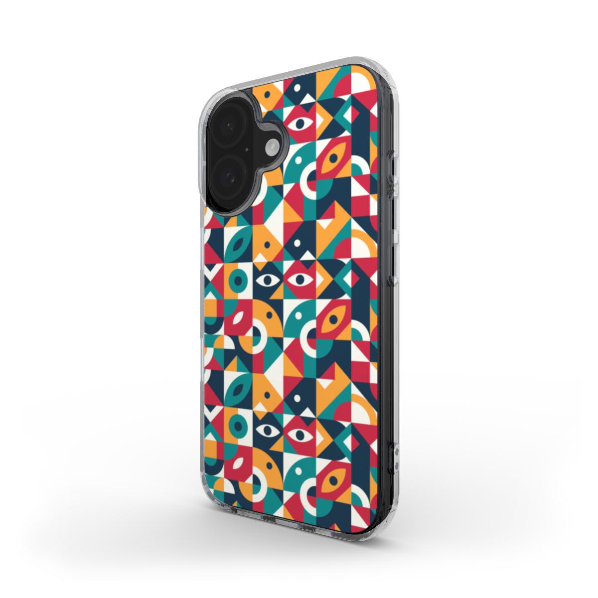 Buntes Geometrisches Abstrakt – MagSafe Transparente Handyhülle
