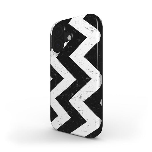 Schwarz-Weiß Chevron Grunge – MagSafe Robuste Handyhülle