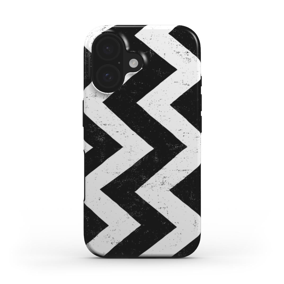 Schwarz-Weiß Chevron Grunge – MagSafe Robuste Handyhülle
