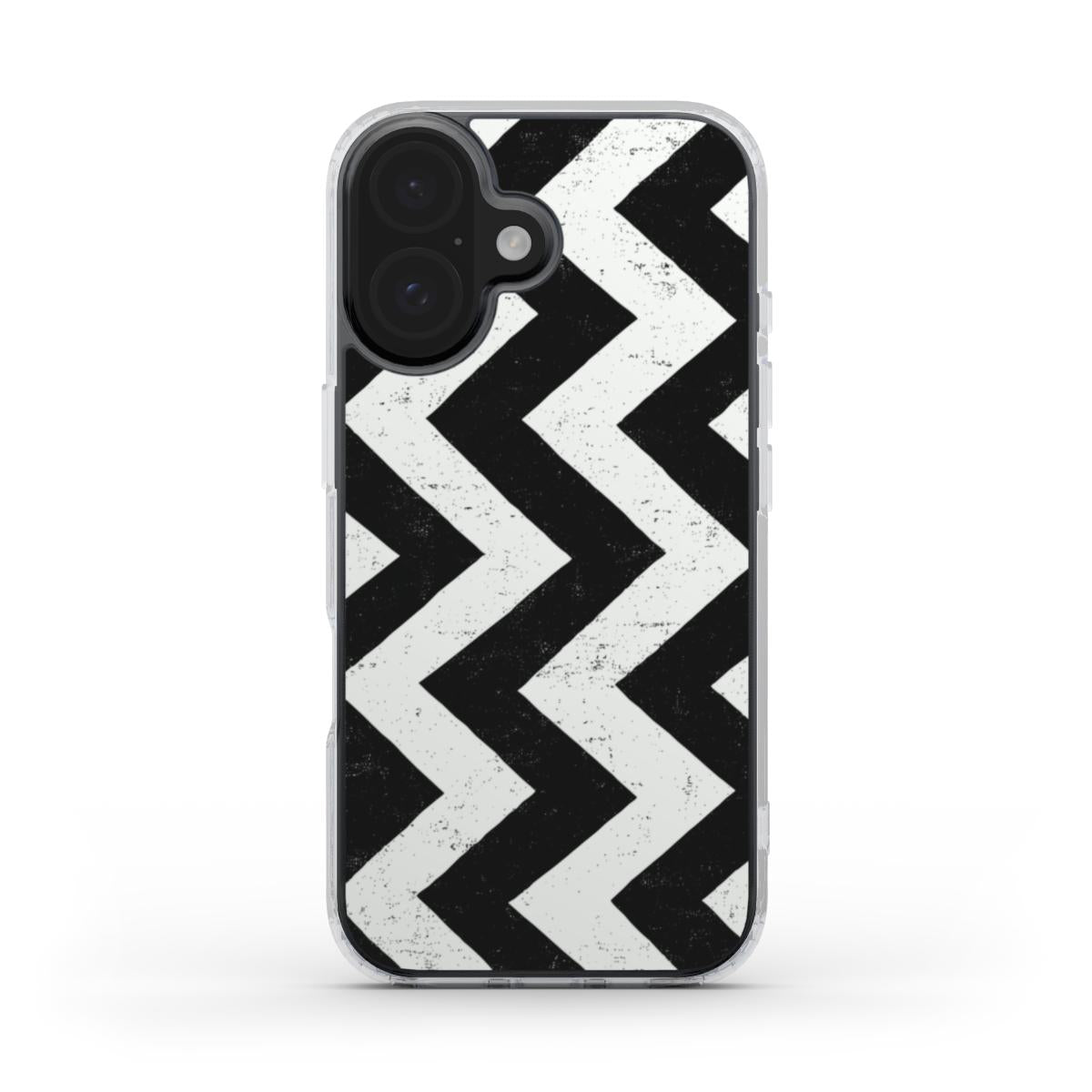 Schwarz-Weiß Chevron Grunge – MagSafe Transparente Handyhülle