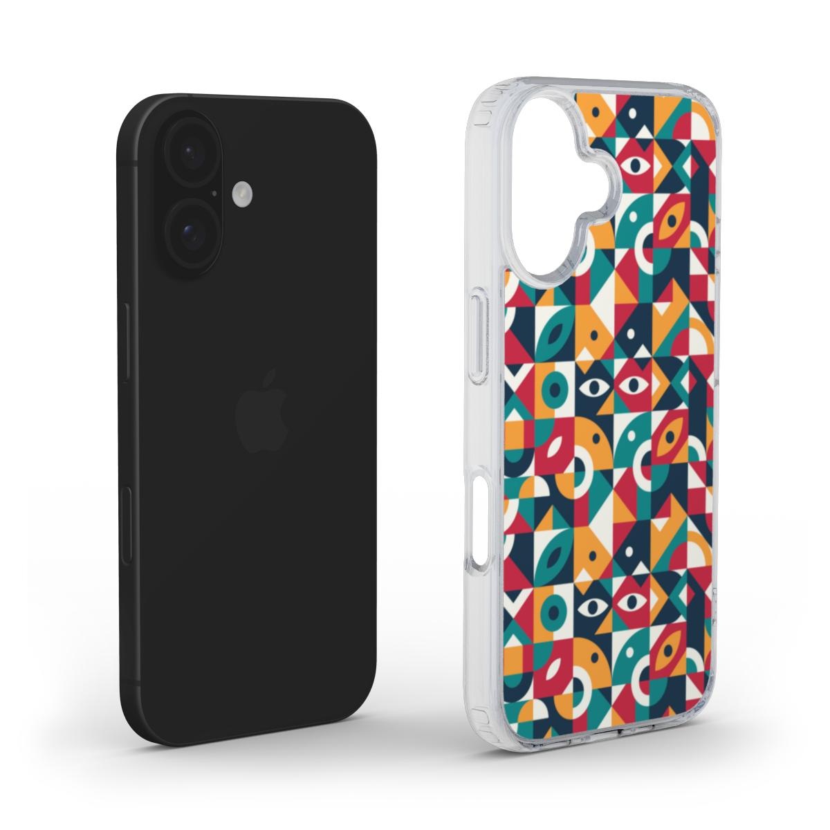 Buntes Geometrisches Abstrakt – Transparente Handyhülle