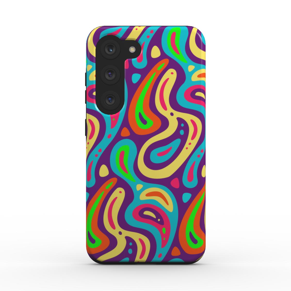 Psychedelische Neon-Wellen-Handyhülle – Lebendiges & Schützendes Design